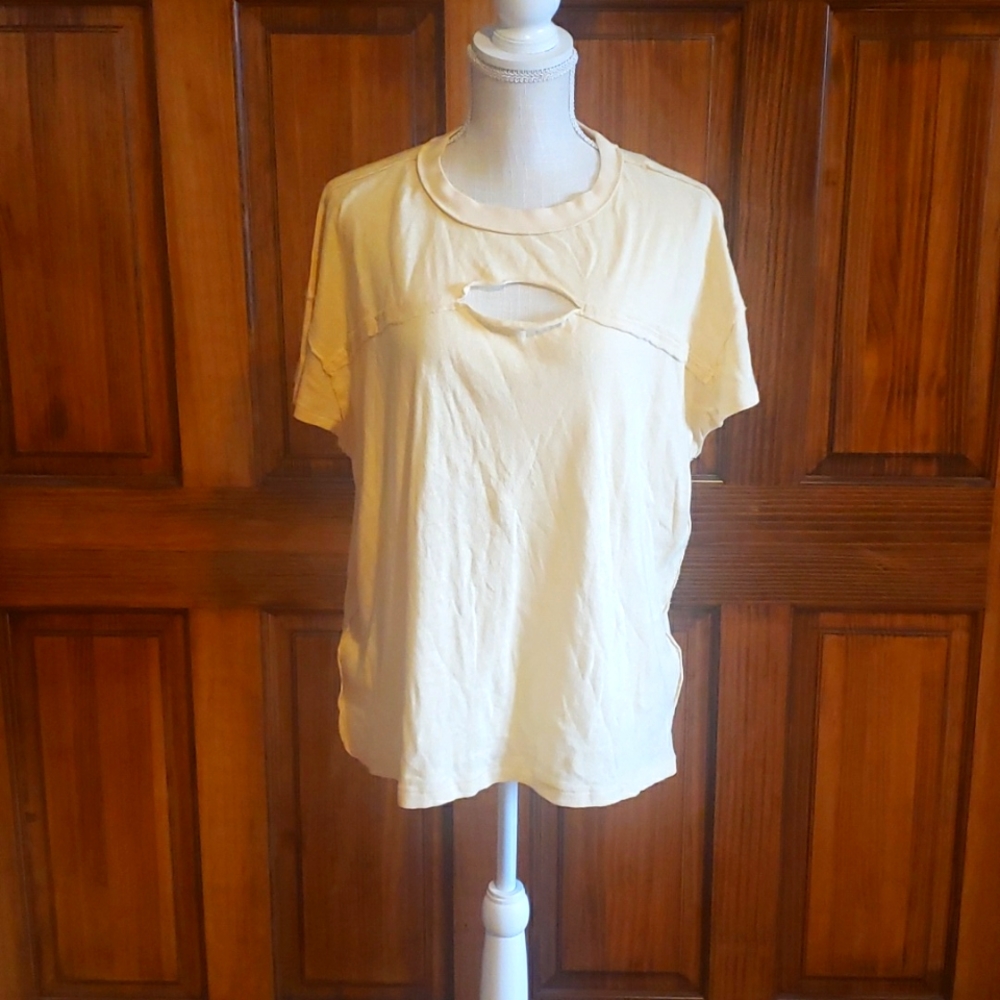 NWOT- We The Free Cutout Tee in Pampas Yellow.